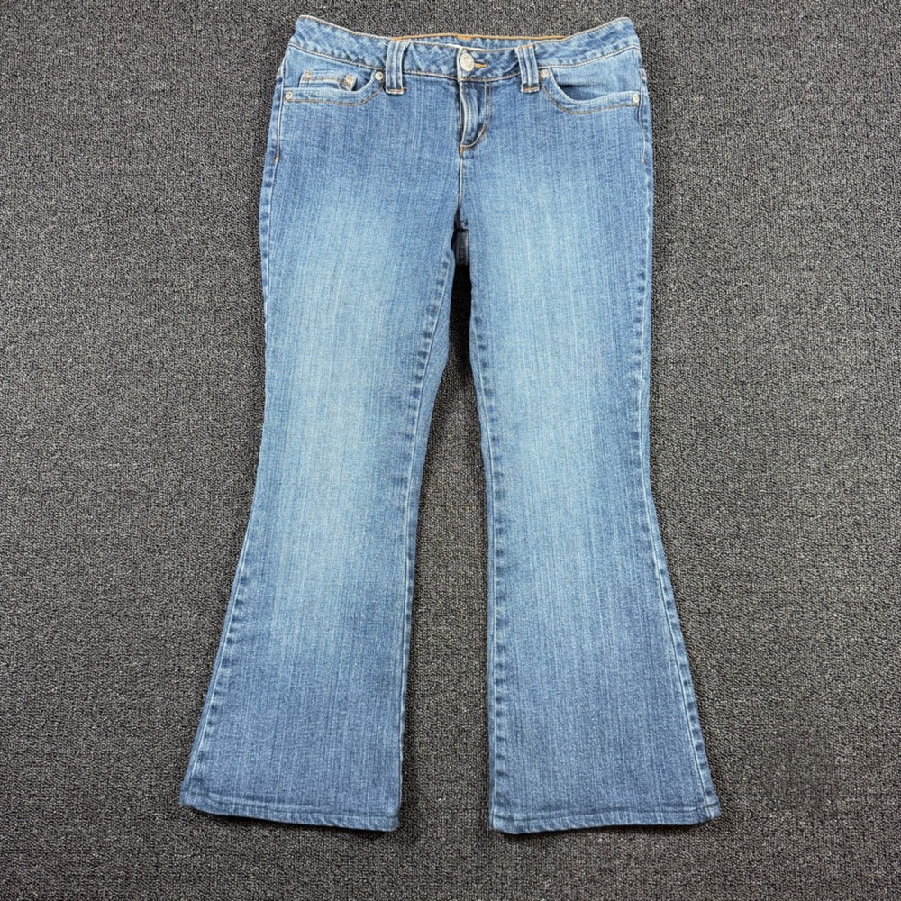 SO Wear It Declare It Flared Jeans Womens 11 Average Med Wash Low Rise Bootcut